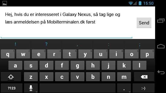 E-mail skrivning på Galaxy Nexus