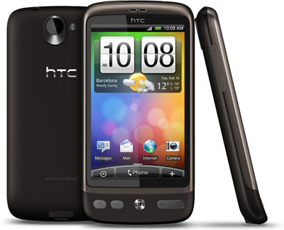 HTC Desire fra for, bag og siden